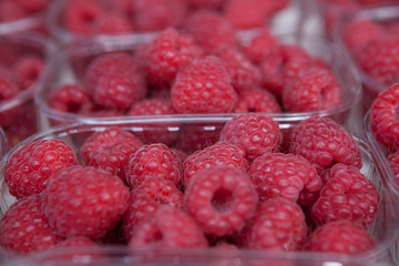 Fresh juicy raspberry on the market