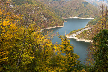 Amazing Autumn Landscape of Tsankov kamak Reservoir, Smolyan Region, Bulgaria