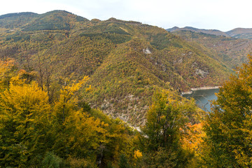 Amazing Autumn Landscape of Tsankov kamak Reservoir, Smolyan Region, Bulgaria
