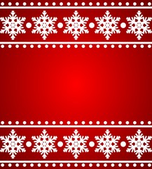 red christmas background with white snowflakes and place for your text