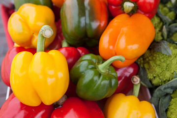 Fototapeta na wymiar Fresh sweet peppers at the market