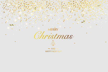 Christmas card. Background with glitter golden frame and space for text