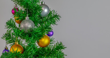 Christmas tree decoration with copy space