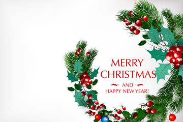 Chic Christmas card. Merry Christmas and Happy New Year.