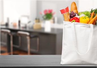 Full shopping  bag, isolated over  background