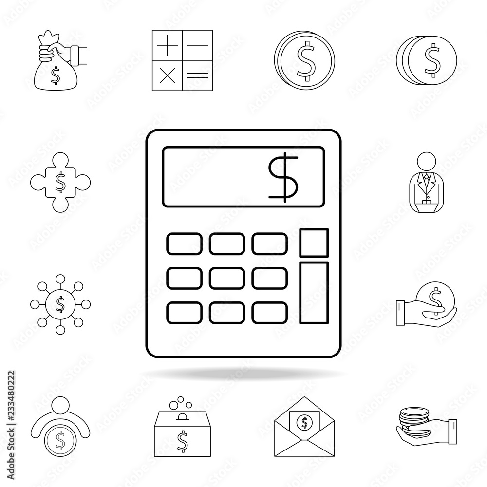 Poster calculator icon. outline set of banking icons. premium quality graphic design icon. one of the colle