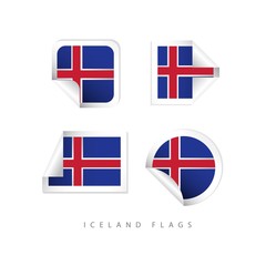 Iceland Label Flags Vector Template Design Illustration