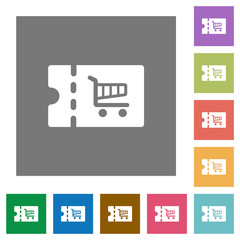 Cart discount coupon square flat icons