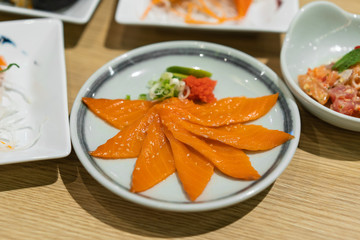 salmon sashimi, japanese food
