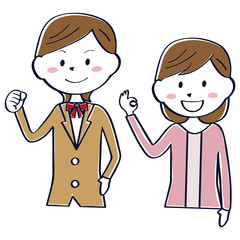 茶色のブレザーの女子学生と応援する母