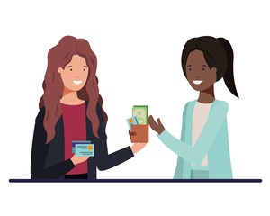 women with wallet and credit card avatar character