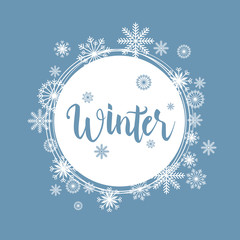 Cool Winter Snowflake Frame Wreath Greeting Card Background