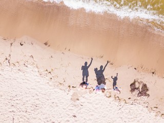Fototapeta na wymiar Baltic beach from above with people