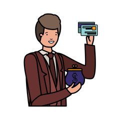 man with coin purse and credit card