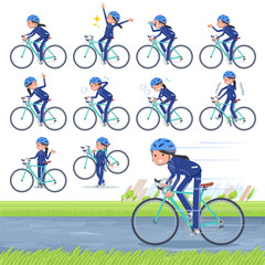 Fototapeta premium flat type school girl Blue jersey_road bike
