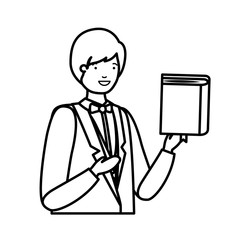 man with book of diary avatar character