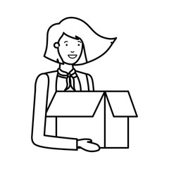 young woman with cardboard box avatar character