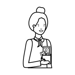 woman with wallet and credit card avatar character