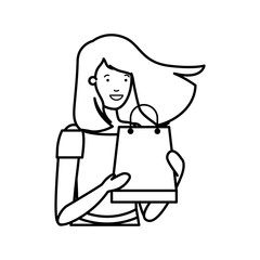 young woman with shopping bag avatar character