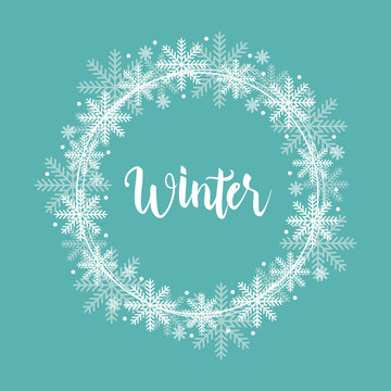 Cool Winter Snowflake Frame Wreath Greeting Card Background