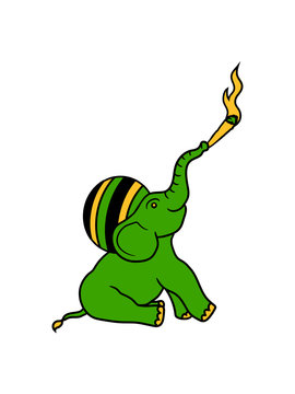 kiffen kiffer stoned rauchen raggae weed hanf joint drogen bekifft elefant klein sitzend s&uuml;&szlig; niedlich baby dick gro&szlig; comic cartoon clipart design dickh&auml;uter riesig r&uuml;ssel