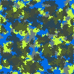 Fashion camo. Colorful camouflage vector pattern. Seamless fabric design