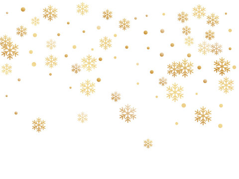 Gold snowflake and circle elements backdrop. 