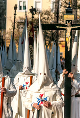 JEREZ DE LA FRONTERA, SPAIN - APRIL 2014. Procession touring the streets in Holy Week.