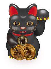 黒い招き猫　左手招き