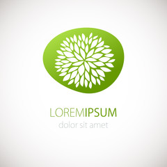  Logotype design with flower  green background.