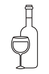 wine bottle with glass isolated icon