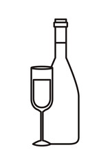 wine bottle with glass isolated icon