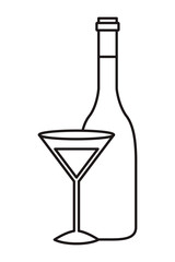 wine bottle with glass isolated icon