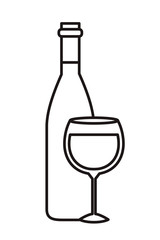 wine bottle with glass isolated icon