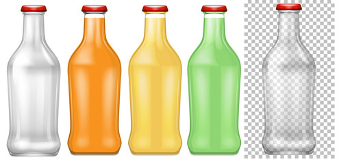 Set of transparent bottle