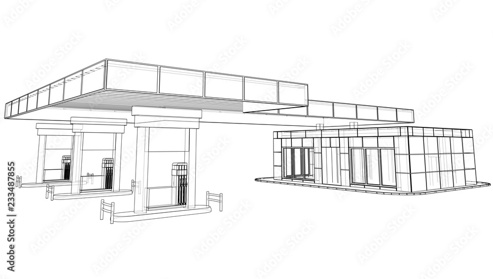 Poster gas station. vector rendering of 3d
