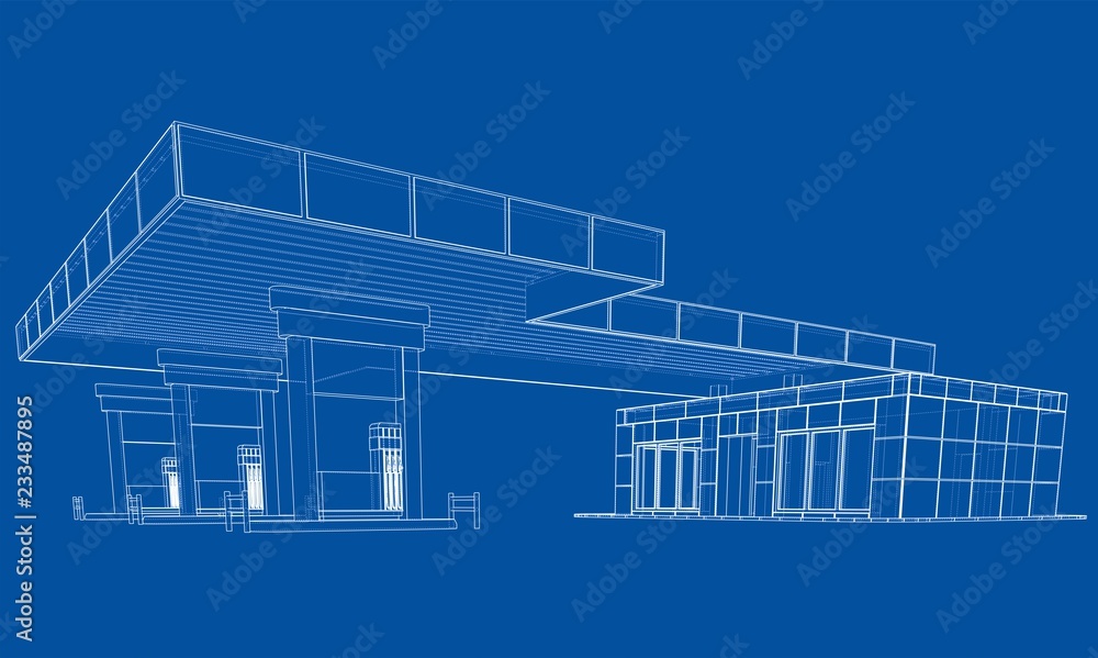 Poster gas station. vector rendering of 3d