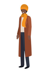 young man with winter clothes avatar character