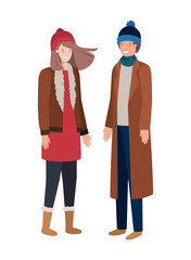 couple with winter clothes avatar character