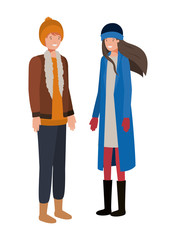 couple with winter clothes avatar character
