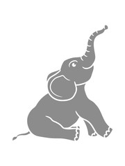 grau elefant klein sitzend süß niedlich baby dick groß comic cartoon clipart design dickhäuter riesig rüssel