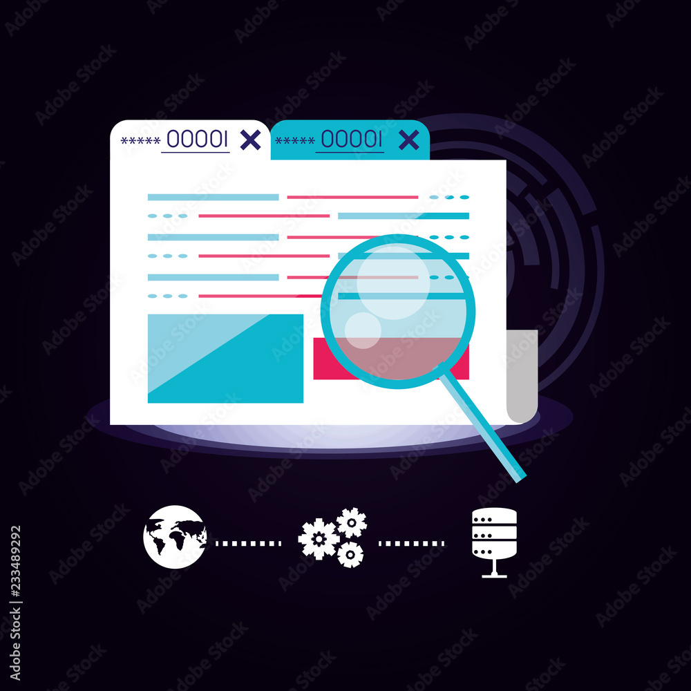Poster document folder with data center icon