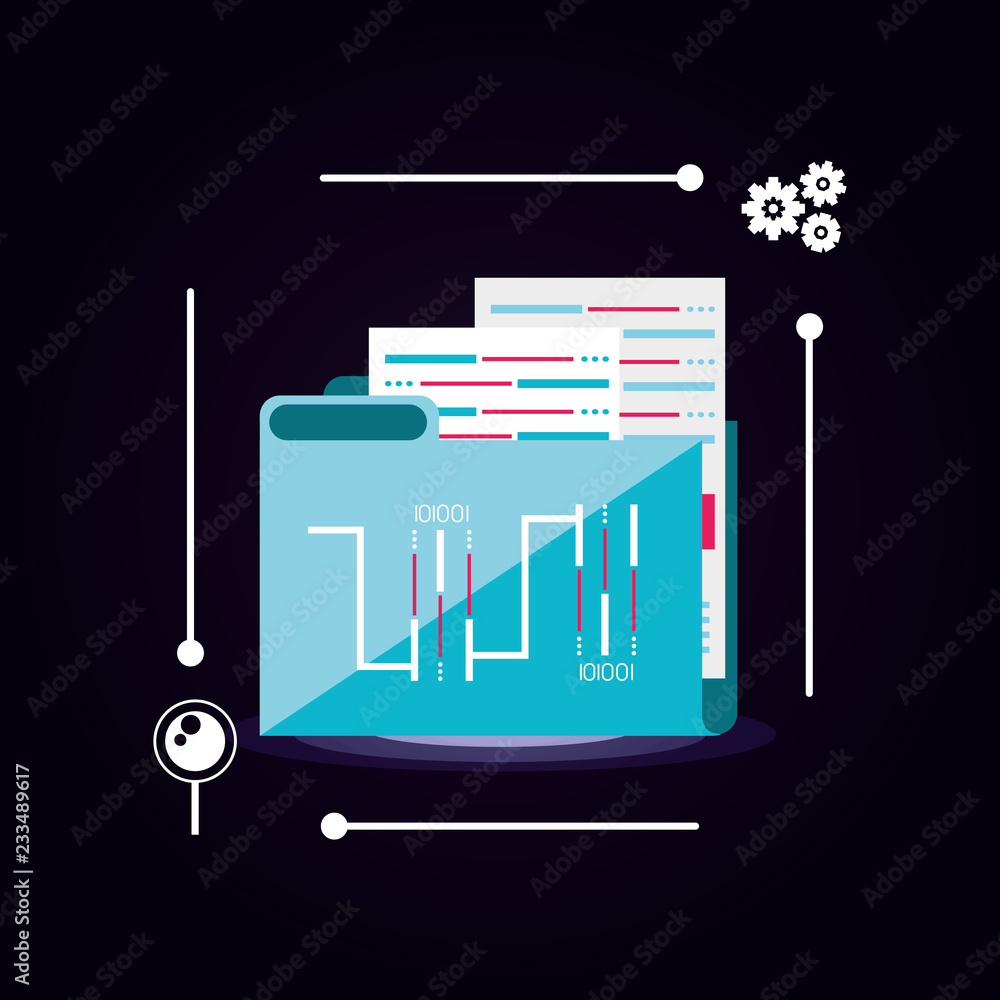 Poster document folder with data center icon