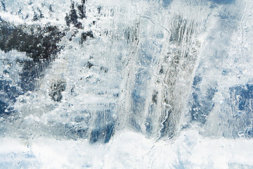 The texture of the ice. The frozen water.Winter background 