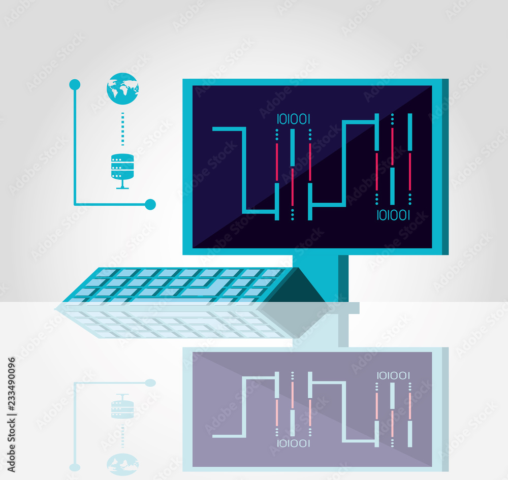 Poster computer desk with data center service