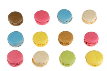 Colorful macarons isolated on the white background