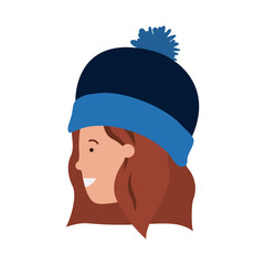 head of woman with winter hat avatar character