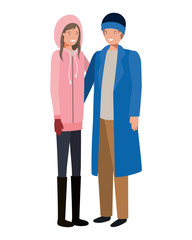 couple with winter clothes avatar character
