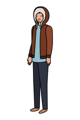 young man with winter clothes avatar character