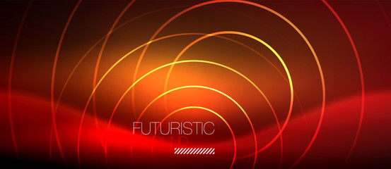 Neon glowing techno lines, hi-tech futuristic abstract background template with square shapes